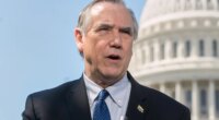 FILE - Sen. Jeff Merkley, D-Ore., speaks during a news conference on the Equality Act at the Capitol, April 29, 2025, in Washington. (AP Photo/Rod Lamkey, Jr., File)