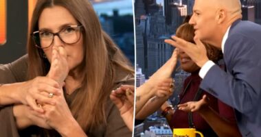 Drew Barrymore smells her ‘dirty’ feet live on TV, shoves them in co-hosts’ faces
