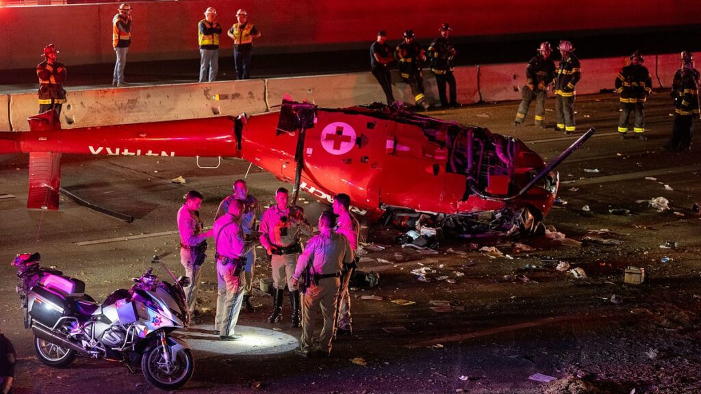Driver recounts terrifying near miss as helicopter crashes on highway