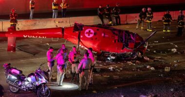 Driver recounts terrifying near miss as helicopter crashes on highway