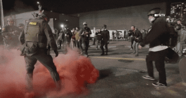 Federal troops deploy red tear gas during protest