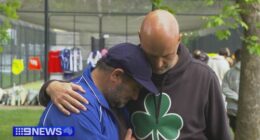 Jace Austin (left), pictured alongside Ben's uncle Dave Anstey, said the family was overwhelmed by support in the wake of the teenager's tragic death.