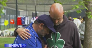 Jace Austin (left), pictured alongside Ben's uncle Dave Anstey, said the family was overwhelmed by support in the wake of the teenager's tragic death.