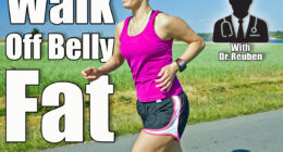 Woman running on country road, meadow and summer landscape. How Much Walking Do You Need to Shrink Belly Pooch After 50? Cover