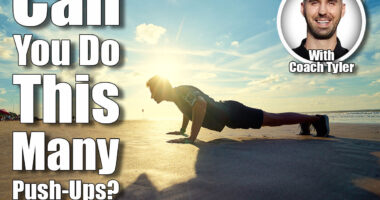 Sports and healthy lifestyle. Young man doing push-ups on the ocean beach. If You Can Do This Many Push-Ups Over 55, Your Chest and Arms Beat Most People Your Age. Cover