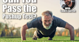 The old sportsman pushing up on the grass. If You Can Do This Many Pushups After 45, Your Upper Body Strength Is Elite. Cover