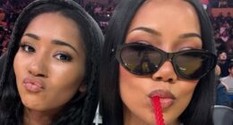 JHENÉ AIKO AND DAUGHTER NAMIKO ENJOY A FUN NIGHT AT LAKERS GAME