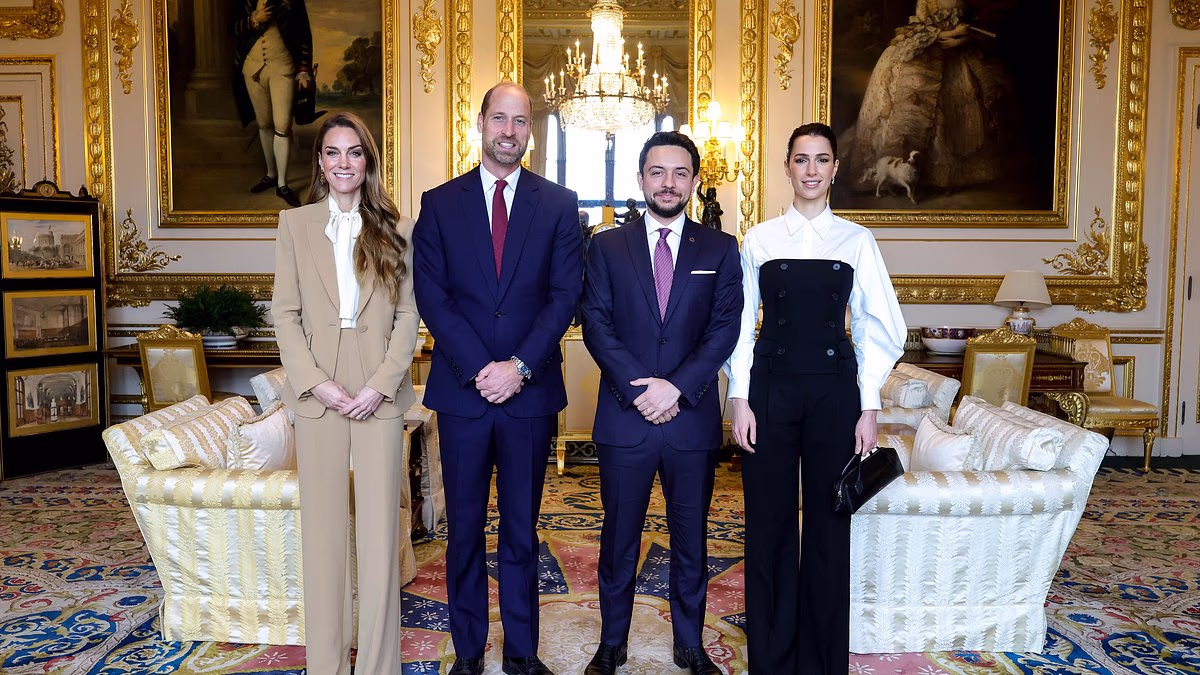 Kate joins William in welcoming Jordan's Crown Prince and Princess