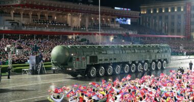 Kim Jong Un shows off 'most powerful' ballistic missile as foreign leaders watch North Korea military parade