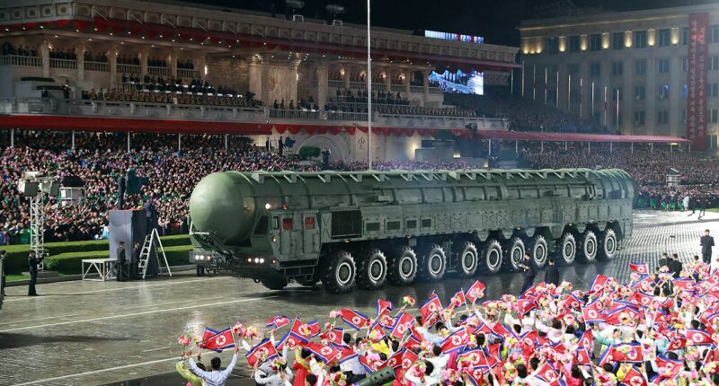 Kim Jong Un shows off 'most powerful' ballistic missile as foreign leaders watch North Korea military parade
