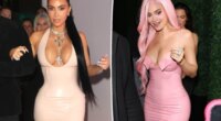 Kylie Jenner and Kim Kardashian rock skintight latex dresses at Kylie Cosmetics pop-up event