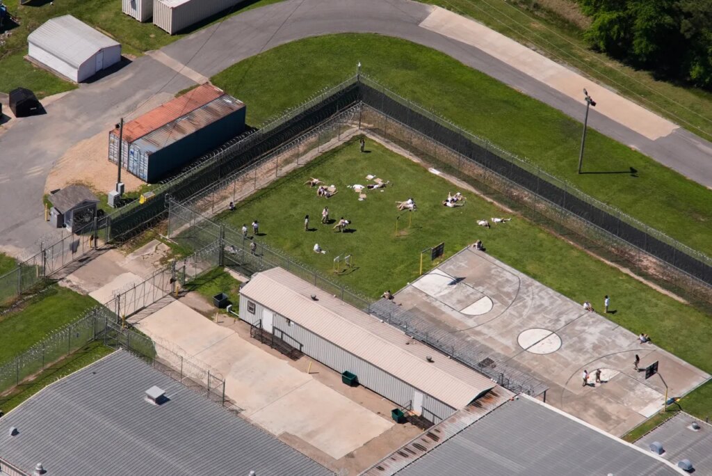 FILE - The Richwood Correctional Center, now an ICE detention facility, is seen in this aerial photo in Monroe, La., on April 9, 2025. (AP Photo/Gerald Herbert, File)