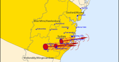 A severe thunderstorm warning for Sydney on October 17.
