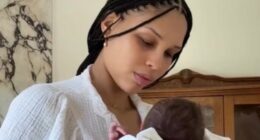 NARA SMITH AND LUCKY BLUE SMITH WELCOME BABY GIRL FAWNIE GOLDEN