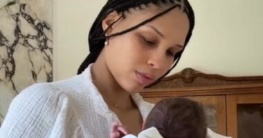 NARA SMITH AND LUCKY BLUE SMITH WELCOME BABY GIRL FAWNIE GOLDEN