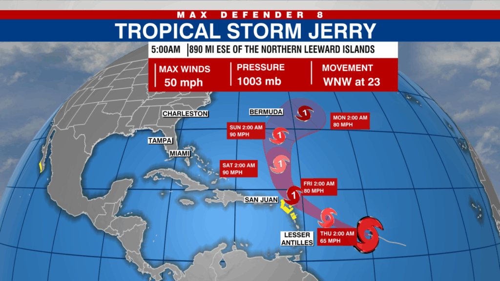 NHC continues to monitor Tropical Storm Jerry, system in Gulf