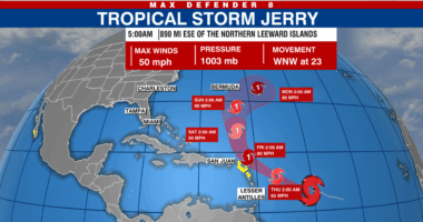 NHC continues to monitor Tropical Storm Jerry, system in Gulf