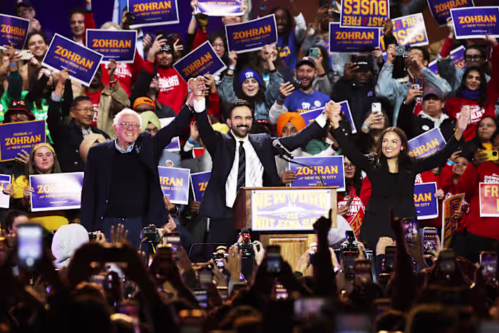 New York mayoral candidate Zohran Mamdani rallies voters with support from Bernie Sanders and AOC