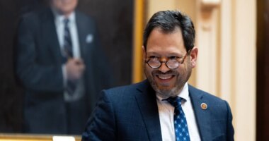 Senate Majority Leader Sen. Scott Surovell, D-Fairfax, attends a special legislative session in Richmond, Va., Wednesday, Oct. 29, 2025. (Mike Kropf/Richmond Times-Dispatch via AP)