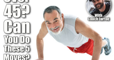 senior man doing push-ups exercise in gym. Over 45? If You Can Master These 5 Basic Exercises, Your Body Is Decades Younger. Cover