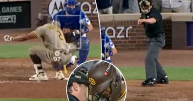 Padres beside themselves after controversial strikeout call