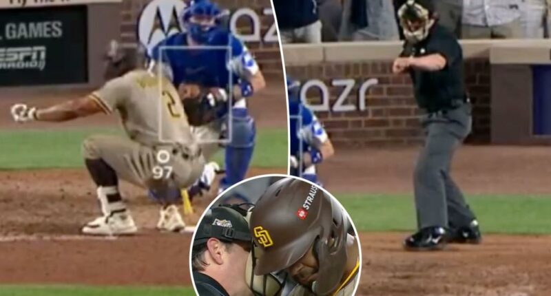 Padres beside themselves after controversial strikeout call