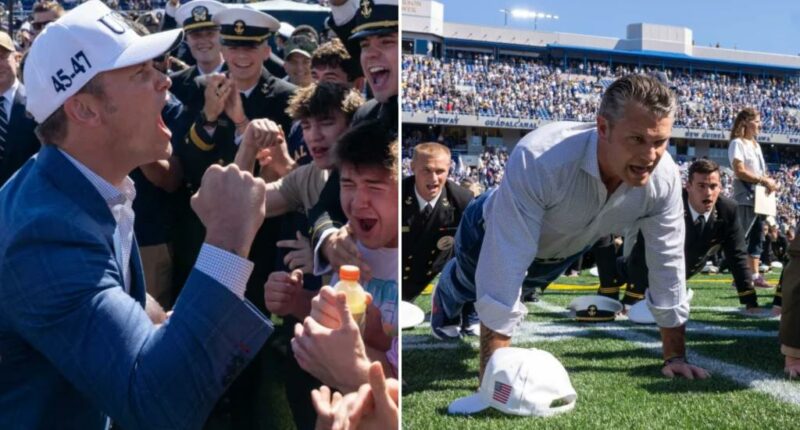 Pete Hegseth helps set world record at Navy football game for most people doing pushups at same time