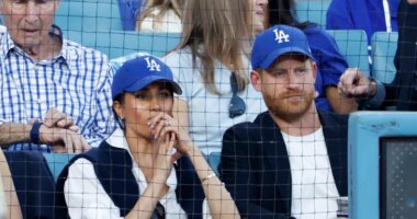 Prince Harry and Meghan Markle Cheer Dodgers on at World Series Game 4