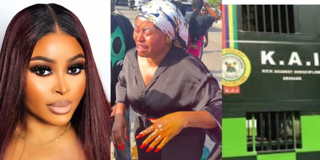 Sarah Martins cries out as KAI officials allegedly assault her during charity cooking in Lekki.