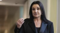 Senator Jacqui Lambie addresses the media
