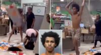Shirtless Florida man Climont Mann strikes shoppers with metal shelf in brawl inside Publix supermarket