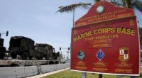 Shrapnel damaged vehicle during Marine Corps demonstration: California Highway Patrol