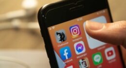 Bangkok, Thailand - February 15, 2021 : iPhone 7 showing its screen with popular social networking applications which are Clubhouse, Instagram and Facebook.
