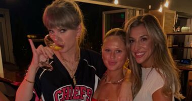 Taylor Swift lets loose after cheering on Travis Kelce at game