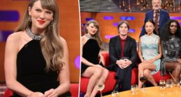 Taylor Swift shines in bejeweled black David Koma dress on 'The Graham Norton Show'