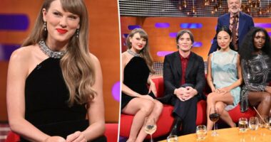 Taylor Swift shines in bejeweled black David Koma dress on 'The Graham Norton Show'