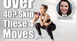 Beautiful and confident athletic woman doing cardio with dumbbells at white room. Training fitness or aerobics alone. The 4 Worst Exercises for People Over 40 (And What to Do Instead). Cover