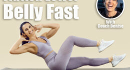 Happy fit woman with beautiful abs enjoying her fitness workout at the gym. Studio shot of a cheerful smiling lady in a crop top and leggings doing bicycle crunches exercise on a sports mat. The 16 Exercises You Need To Melt Lower Belly Fat — UPDATE. Cover