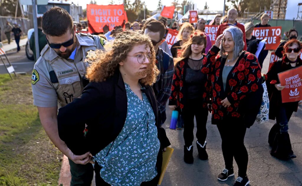 Animal welfare activist Zoe Rosenberg is arrested on a warrant by Sonoma County sheriff
