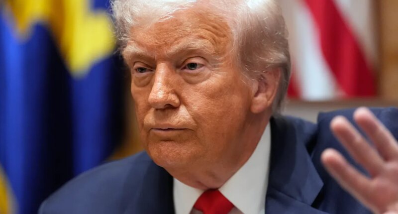 President Donald Trump speaks during a meeting with Argentina