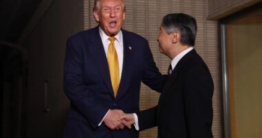 President Donald Trump, left, and Japan