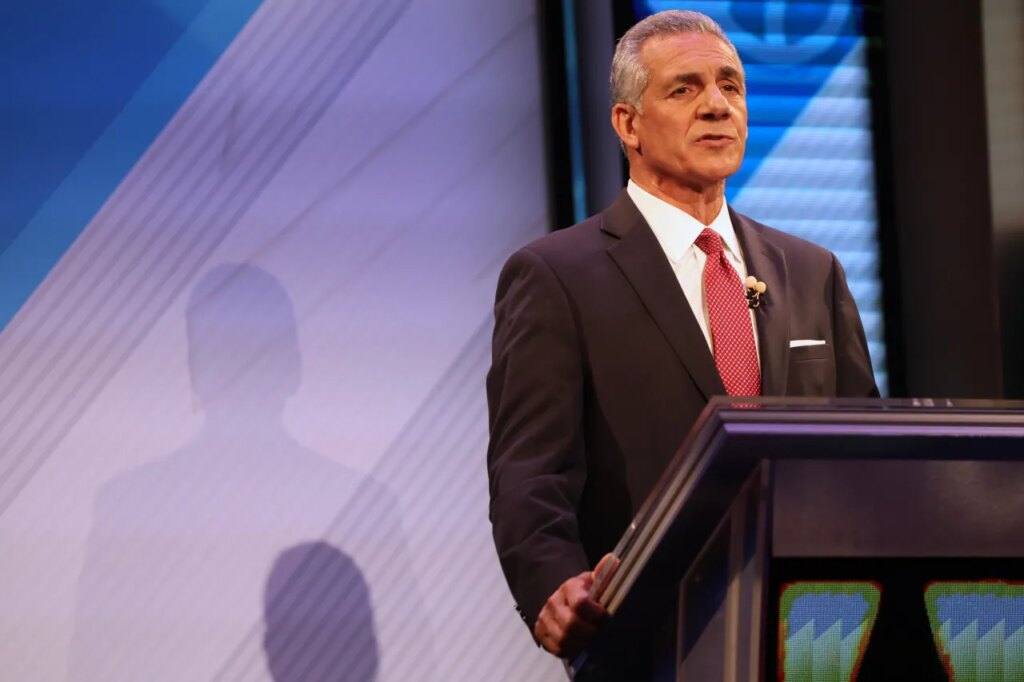 Republican Jack Ciattarelli speaks during the final debate in the New Jersey governor