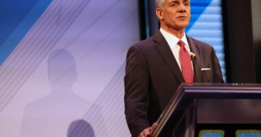 Republican Jack Ciattarelli speaks during the final debate in the New Jersey governor