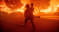FILE - Firefighters battle the Palisades Fire as it burns multiple structures in the Pacific Palisades neighborhood of Los Angeles, Tuesday, Jan. 7, 2025. (AP Photo/Ethan Swope, File)