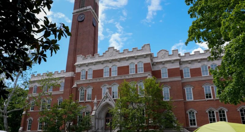 FILE - Pro-Palestinian supporters continue their encampment protest on Vanderbilt University campus Friday, May 3, 2024, in Nashville, Tenn. (AP Photo/George Walker IV, file)