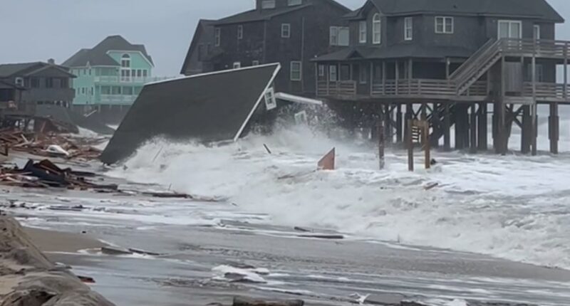 5 homes collapse into Outer Banks surf as Atlantic hurricanes swirl offshore