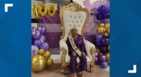 After life of service, woman dazzles in purple sparkles for 100th birthday celebration