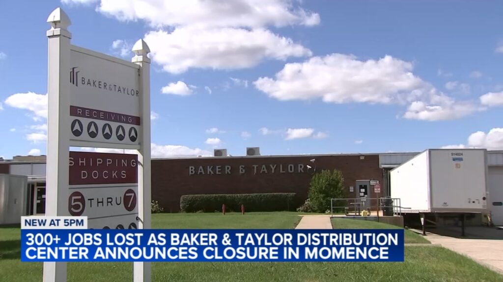 Baker and Taylor closes in Momence in Kankakee County, Illinois without warning, leaving hundreds unemployed