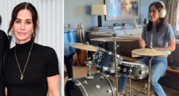 Courteney Cox impresses fans with her drumming to Nirvana classic