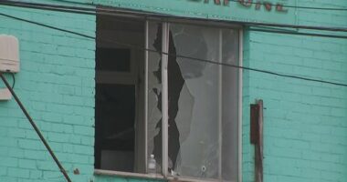 A shattered window in Sydney's inner-west after an alleged shooting